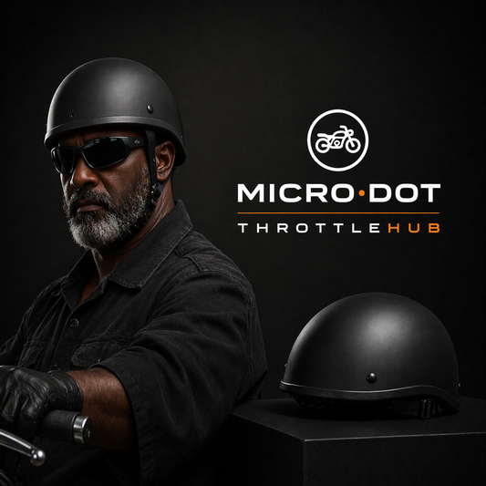 Rider wearing MicroDOT low profile beanie helmet – Curated by Throttle-Hub