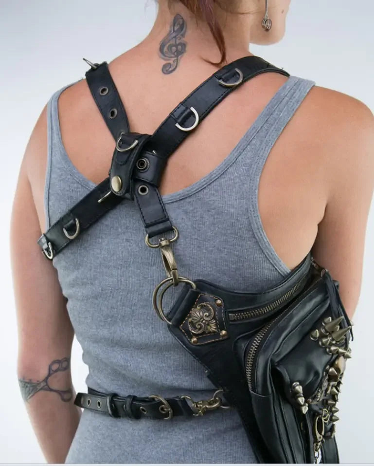 Punk Motorcycle Bag, Women's Crossbody Phone Waist Bag - THROTTLE HUB