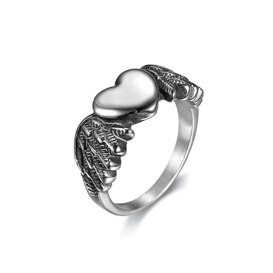 Heart Wing Motorcycle Ring for Women - Angel Wings Design - THROTTLE HUB
