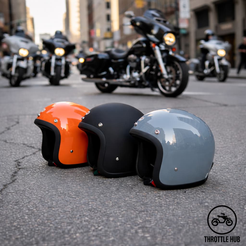 Retro Open Face Motorcycle Helmet – DOT Approved 3/4 Cruiser Helmet | Throttle Hub