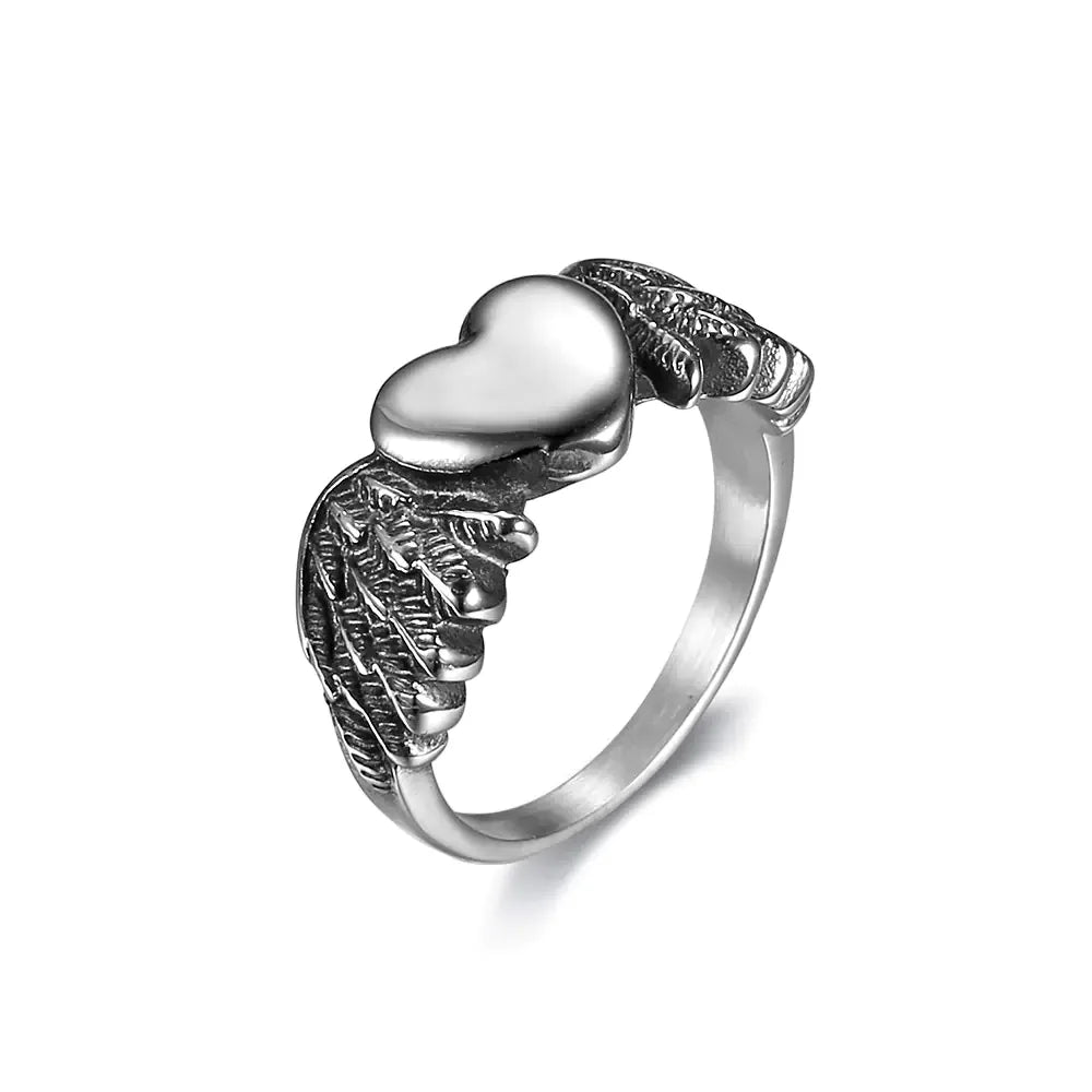 Heart Wing Motorcycle Ring for Women - Angel Wings Design - THROTTLE HUB