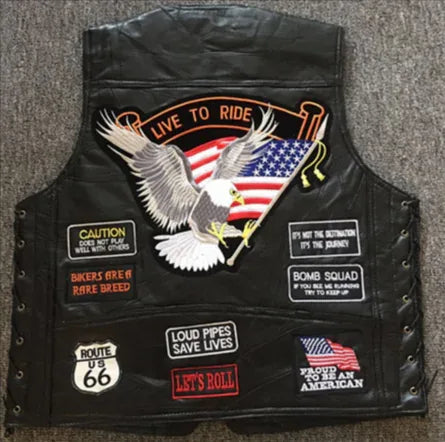 Men's Classic Leather Motorcycle Vest - THROTTLE HUB