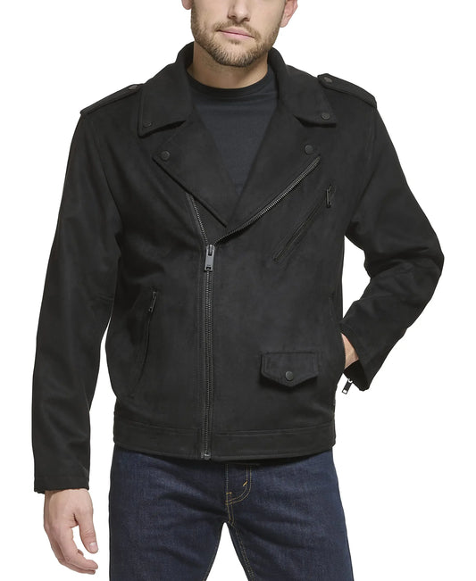 DKNY Mens Modern Motorcycle Jacket Black - THROTTLE HUB