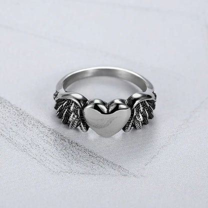 Heart Wing Motorcycle Ring for Women - Angel Wings Design - THROTTLE HUB