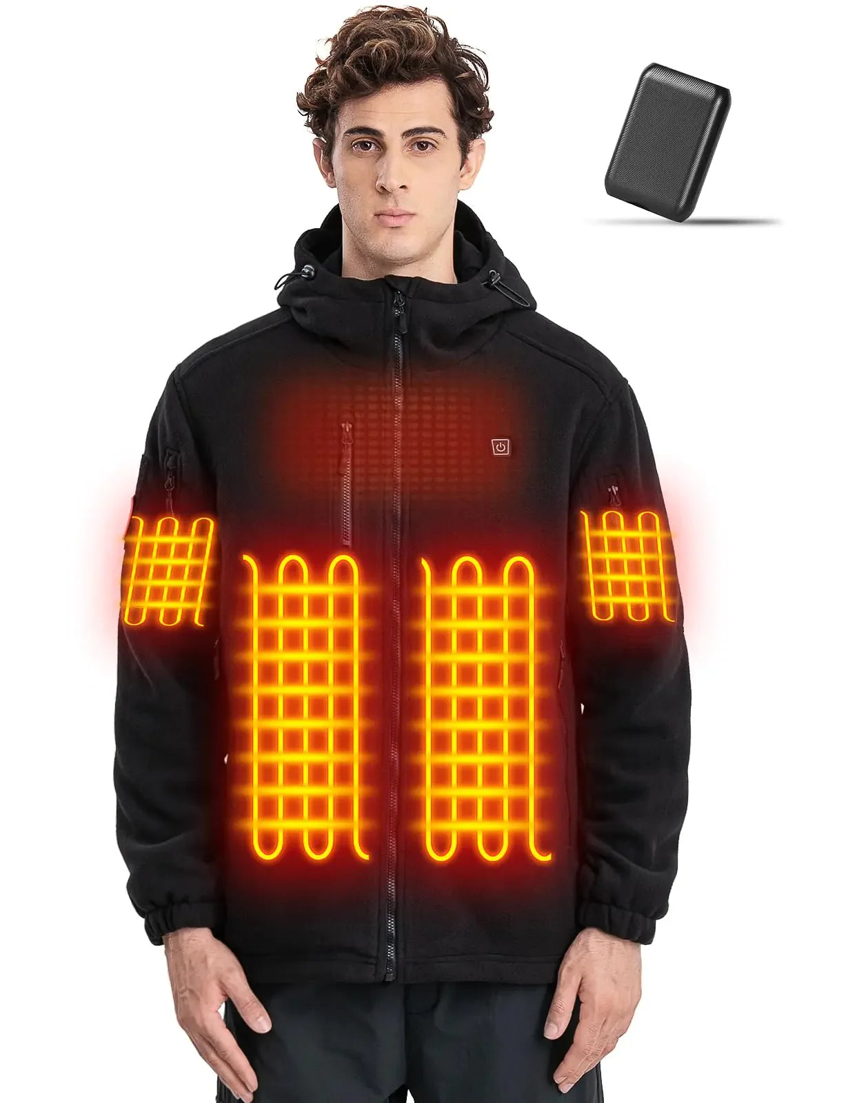 Heated Jacket Heated Fleece Hoodie with Battery Pack 16000mAh Heated Jackets for Men Heated Coat 6 Heating Zones - THROTTLE HUB