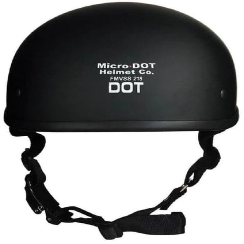 Black helmet with 'Micro DOT Helmet Co.' branding on a white background