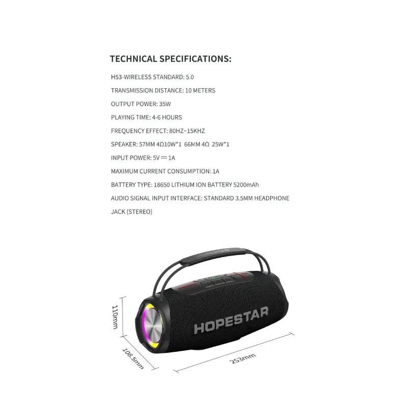 H53 Wireless Bluetooth Speaker Waterproof Portable Outdoor Portable Rugby High-power Double MP3 Player - THROTTLE HUB