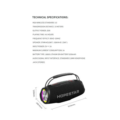 H53 Wireless Bluetooth Speaker Waterproof Portable Outdoor Portable Rugby High-power Double MP3 Player - THROTTLE HUB