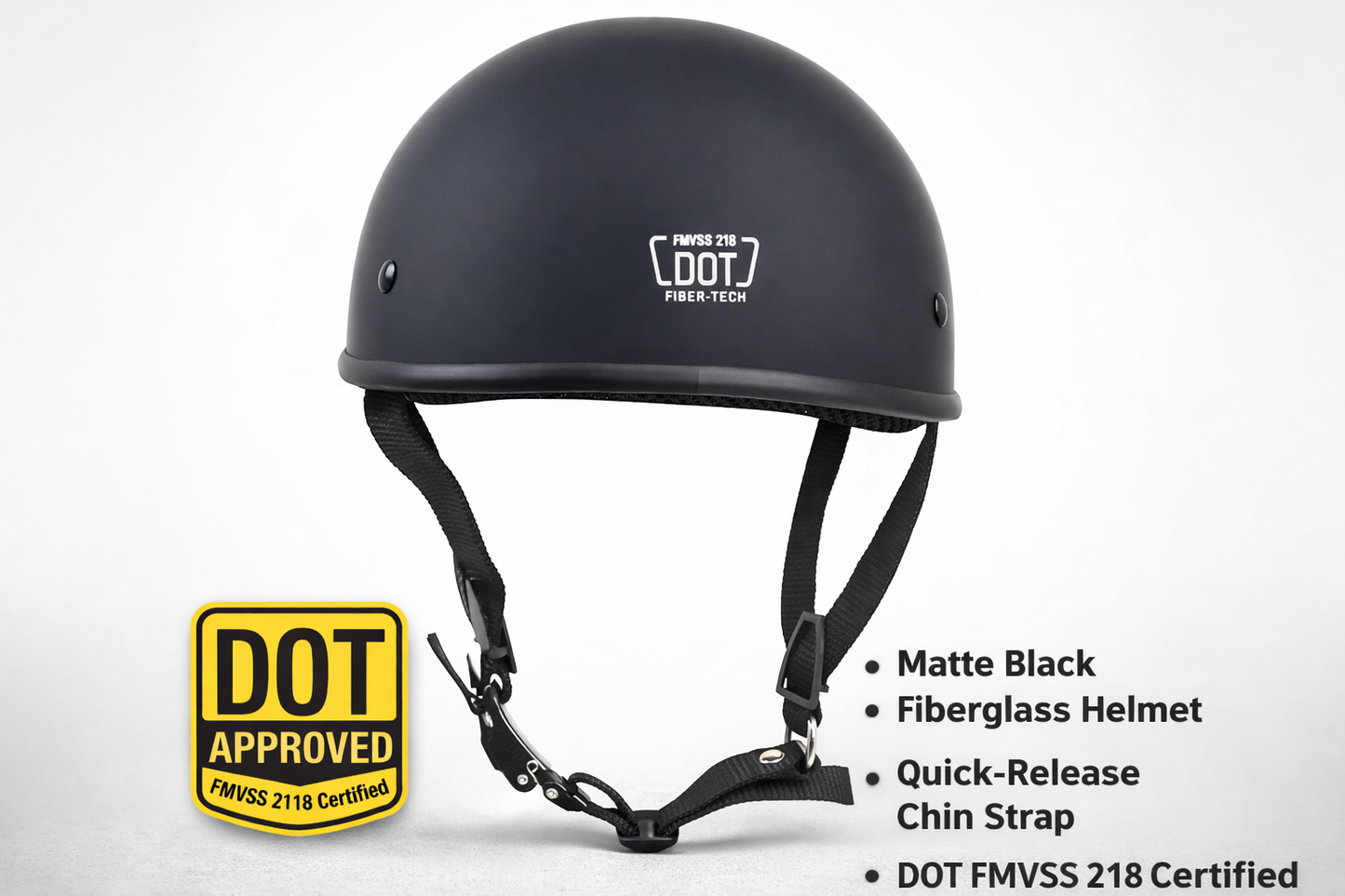 Low Profile Motorcycle Helmet – Classic DOT Half Helmet