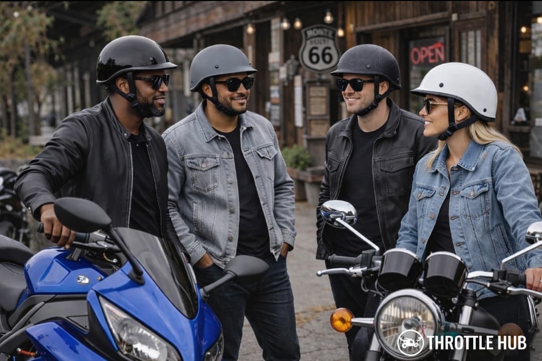 Throttle Hub DOT Approved Motorcycle Half Helmet – Low Profile Street Helmet
