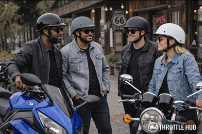 Throttle Hub DOT Approved Motorcycle Half Helmet – Low Profile Street Helmet