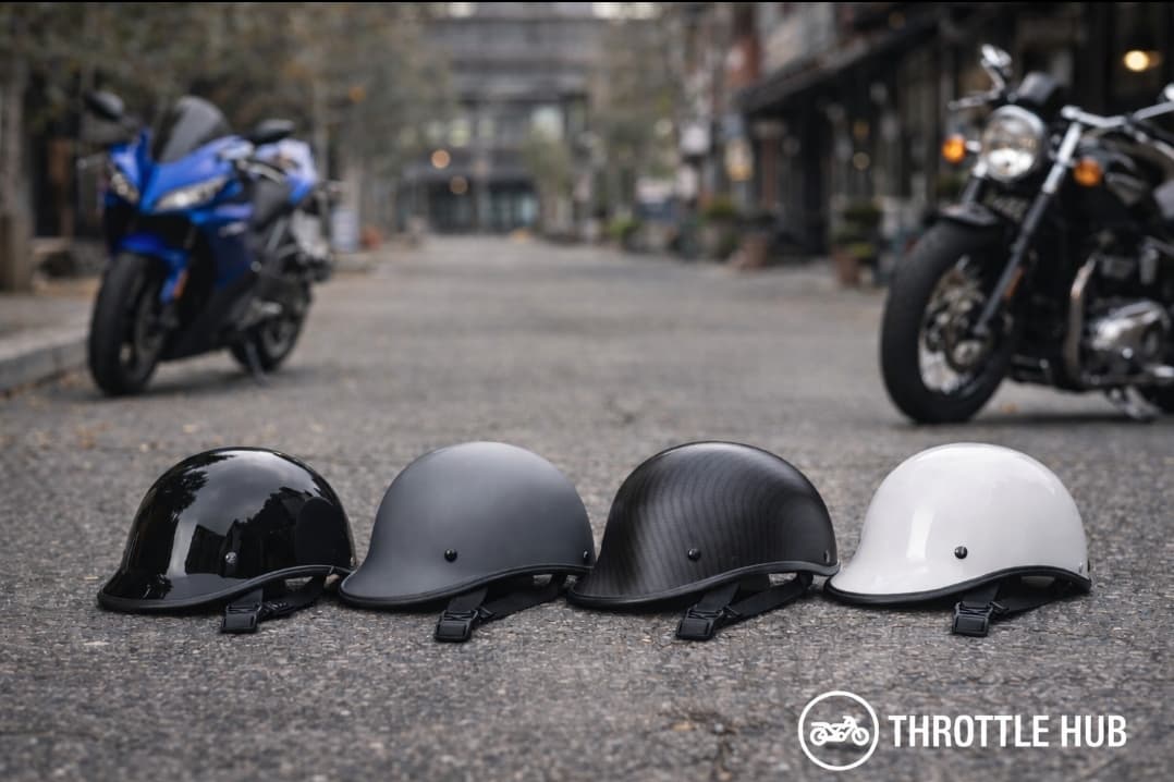 Throttle Hub DOT Approved Motorcycle Half Helmet – Low Profile Street Helmet