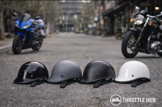 Throttle Hub DOT Approved Motorcycle Half Helmet – Low Profile Street Helmet