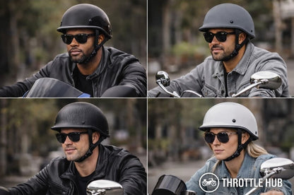 Throttle Hub DOT Approved Motorcycle Half Helmet – Low Profile Street Helmet