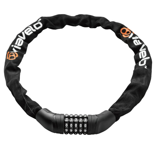 Via Velo Bike Chain Lock 5-Digit Resettable Combination Heavy Duty Anti-Theft Bicycle Lock 2.95 Ft Security Bike Locks for Scooter Motorcycle Gate Fence Valuables Etc