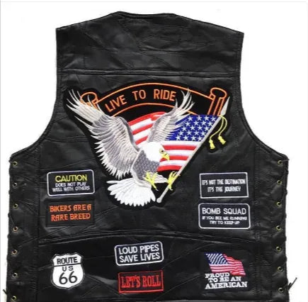 Men's Classic Leather Motorcycle Vest - THROTTLE HUB