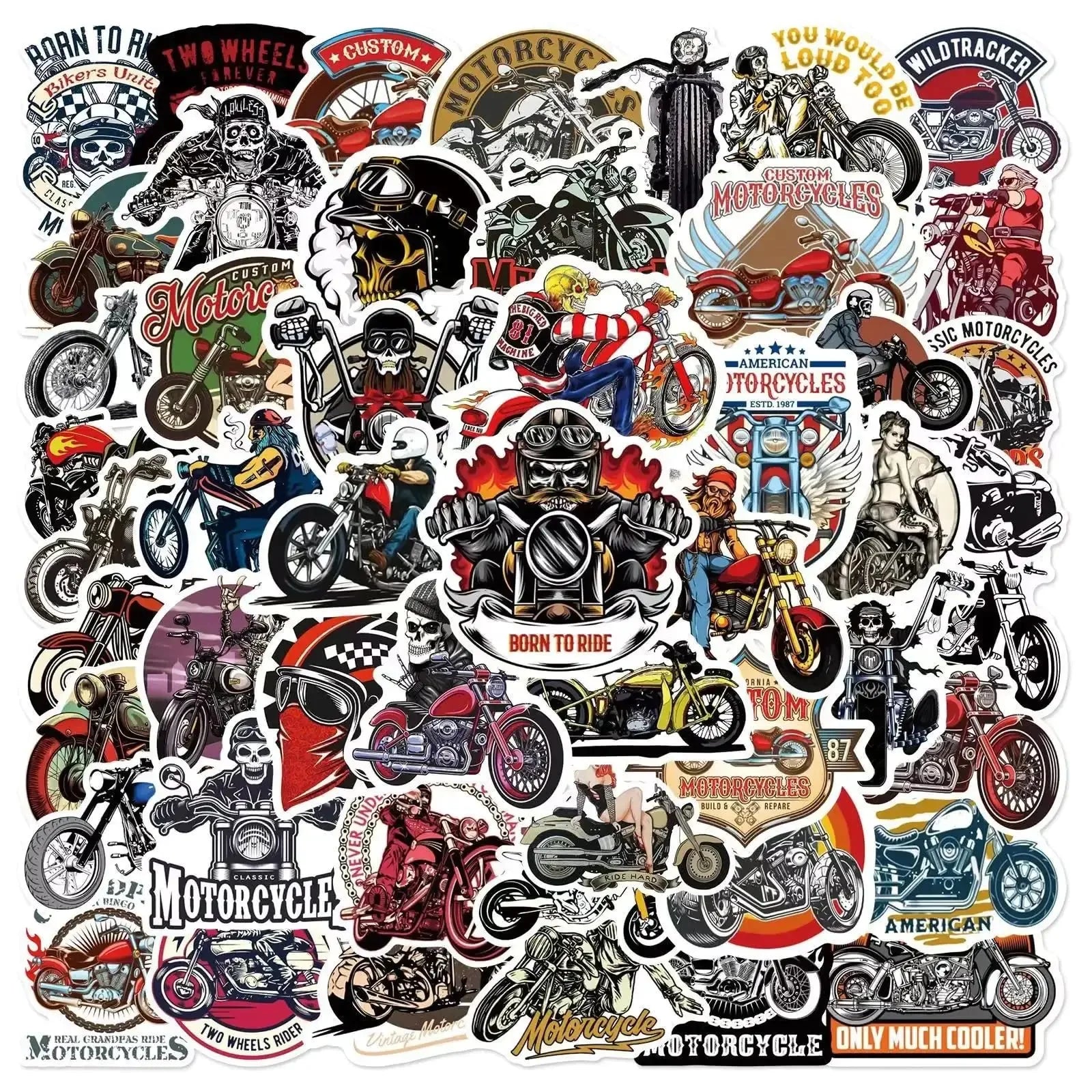 Generic 100pc Cool Motorcycle Stickers Amazing Waterproof Vinyl Motorcycle Stickers. Water Bottle Laptop Luggage Helmet Various - THROTTLE HUB